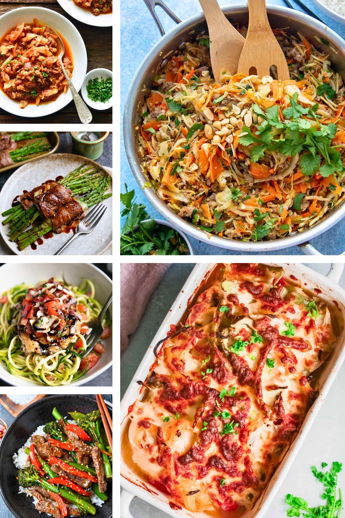 a collage of easy low carb meals ready in 30 minutes or less