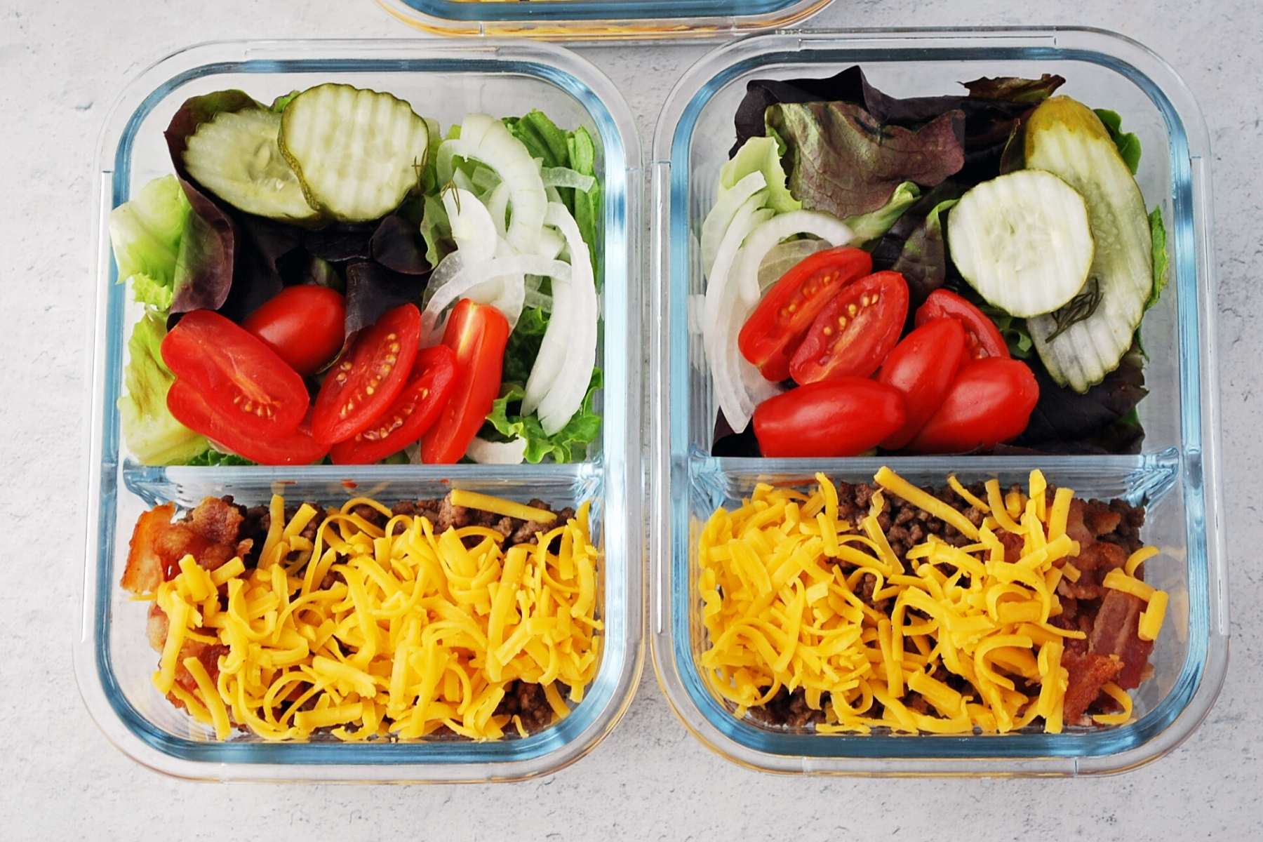 burger bowls in meal prep containers