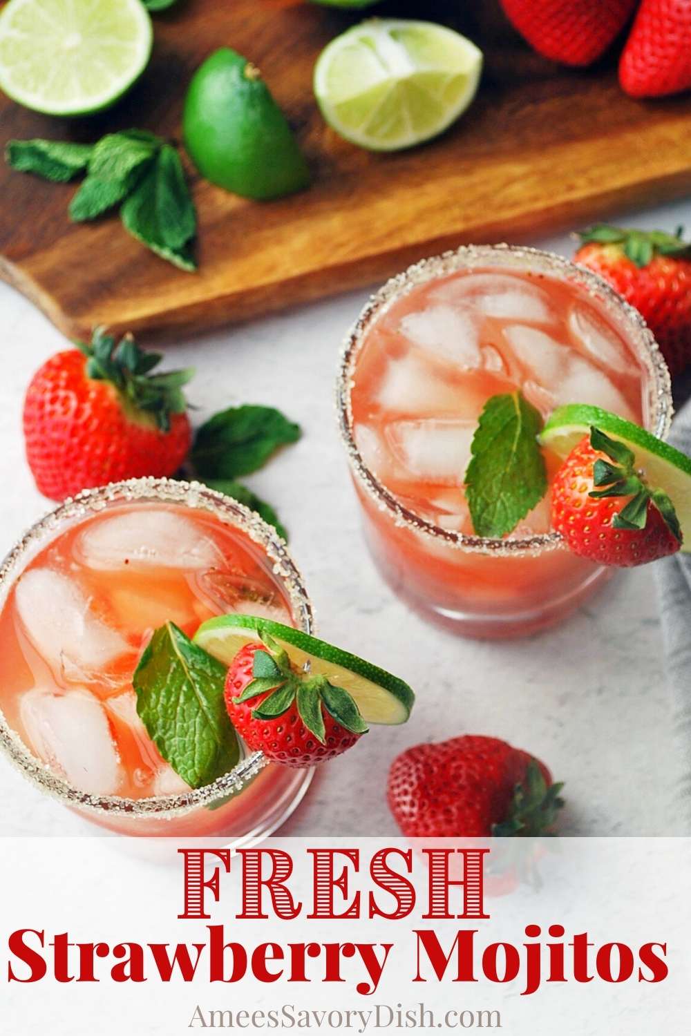 Strawberry Mojito Recipe (Cocktail or Mocktail) - Striped Spatula