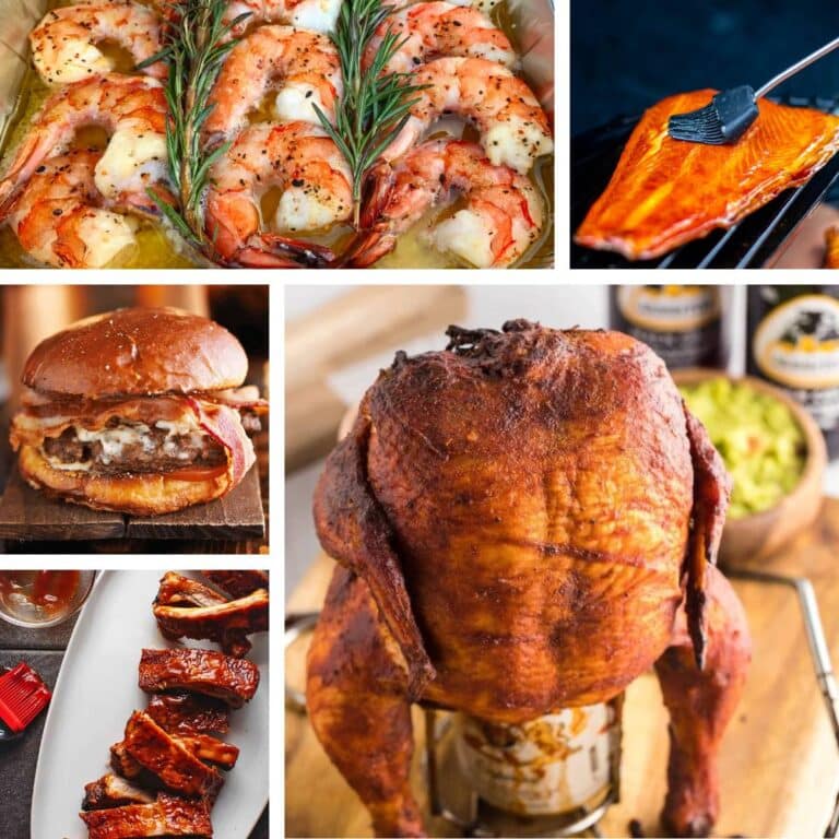 collage of smoker recipes