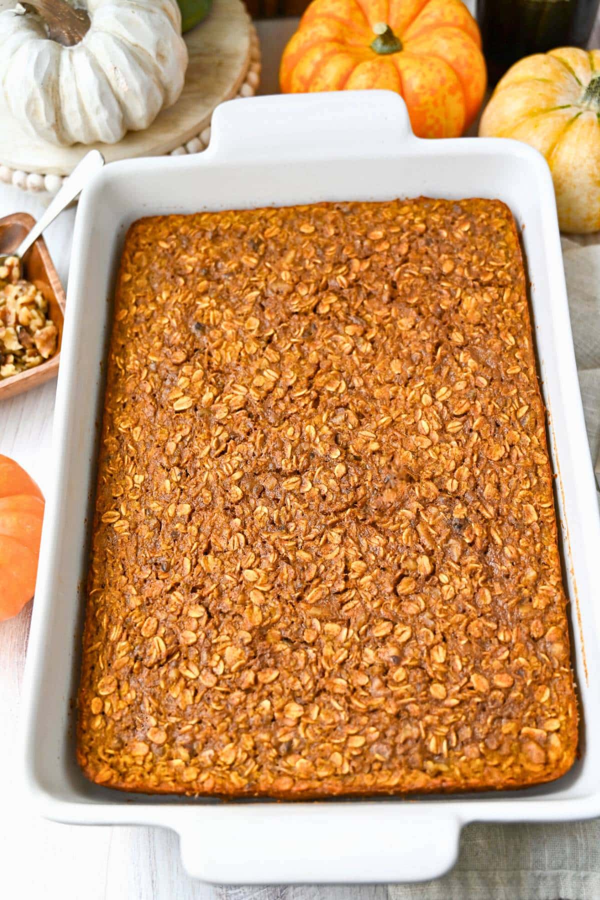 pumpkin pie baked oats fresh from the oven
