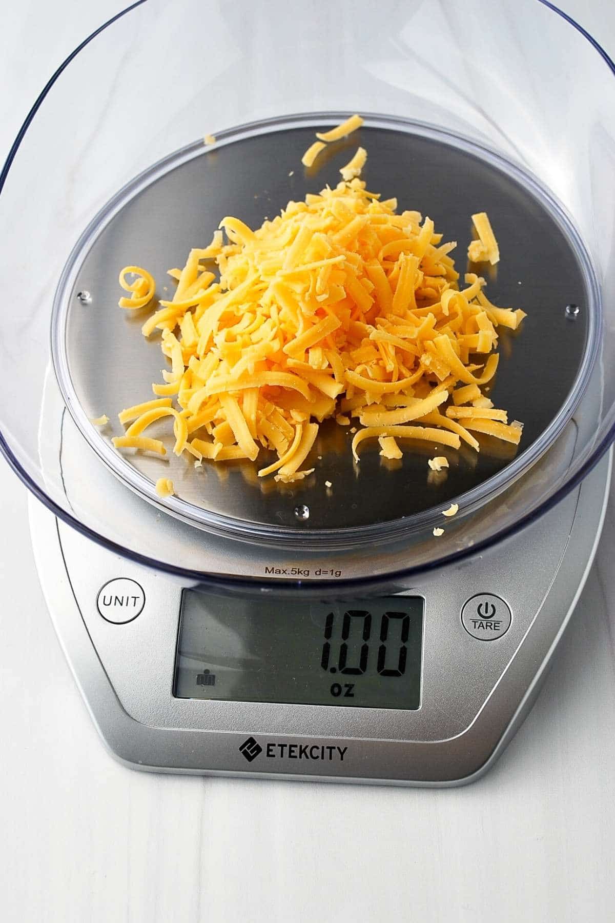 food scale with cheese on it
