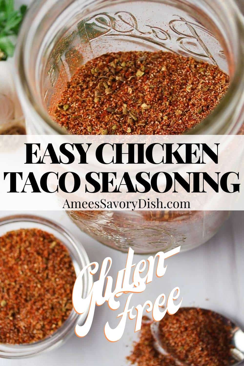 This easy chicken taco seasoning is just as flavorful and convenient as taco seasoning packets without any gluten or preservatives. via @Ameessavorydish