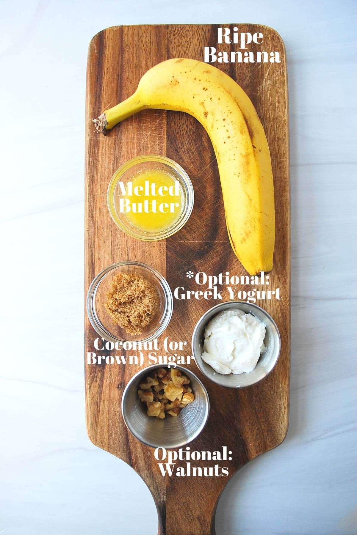 air fryer banana ingredients on a cutting board