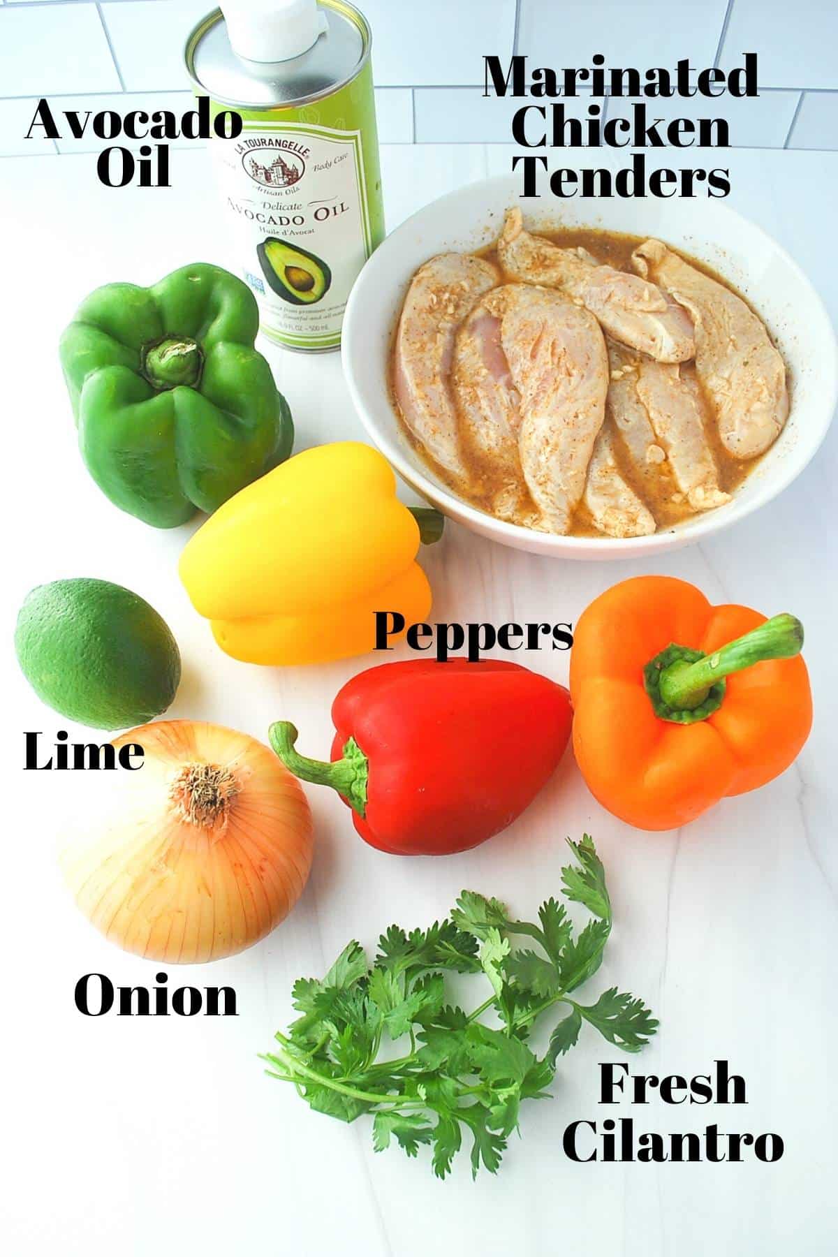 chicken fajita ingredients on a counter