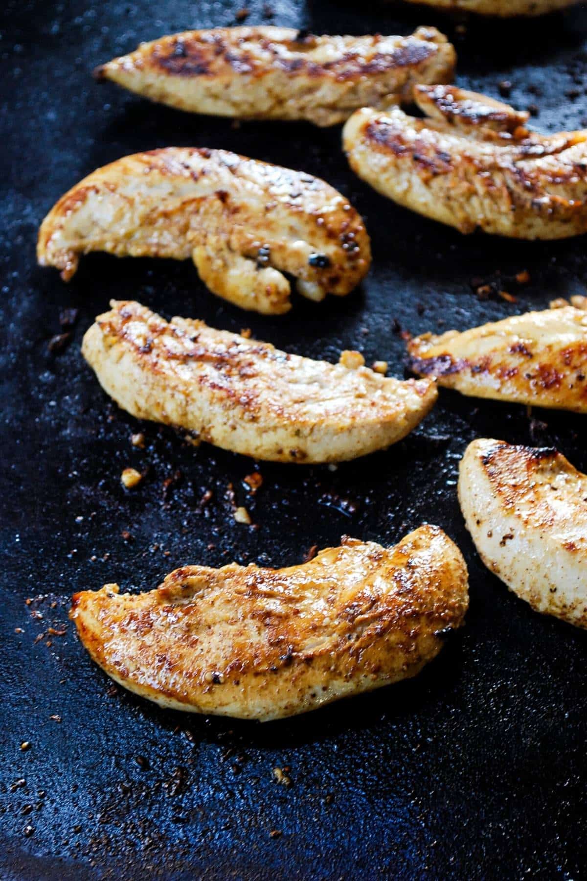seared chicken on a griddle