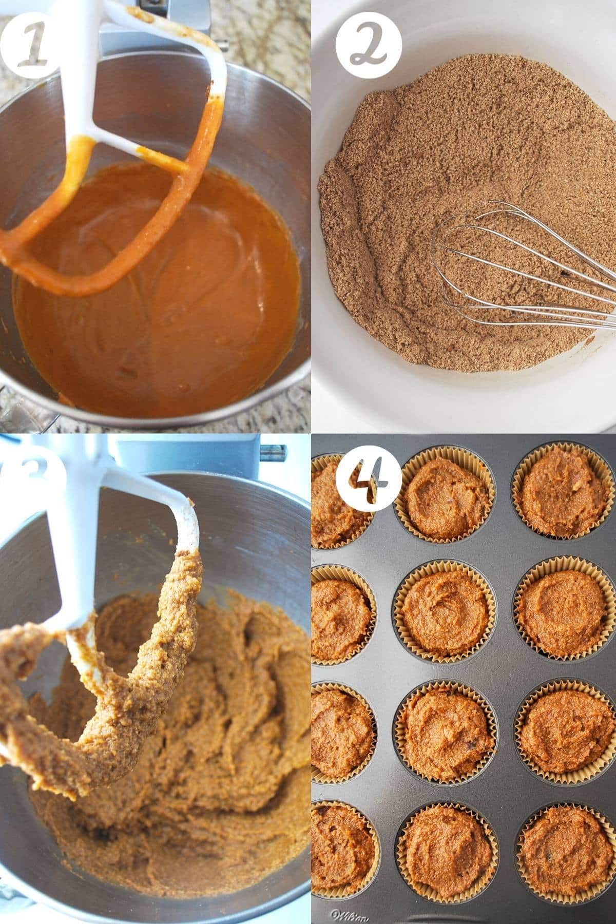 step photo for almond flour pumpkin muffins