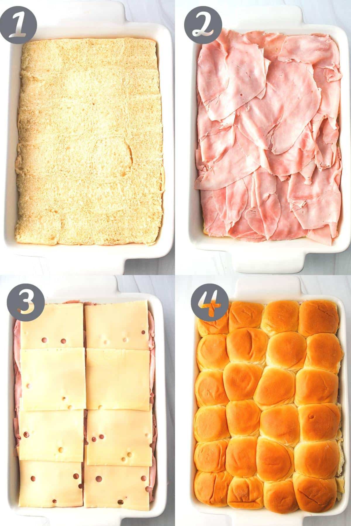 collage photo of making ham delight sandwiches