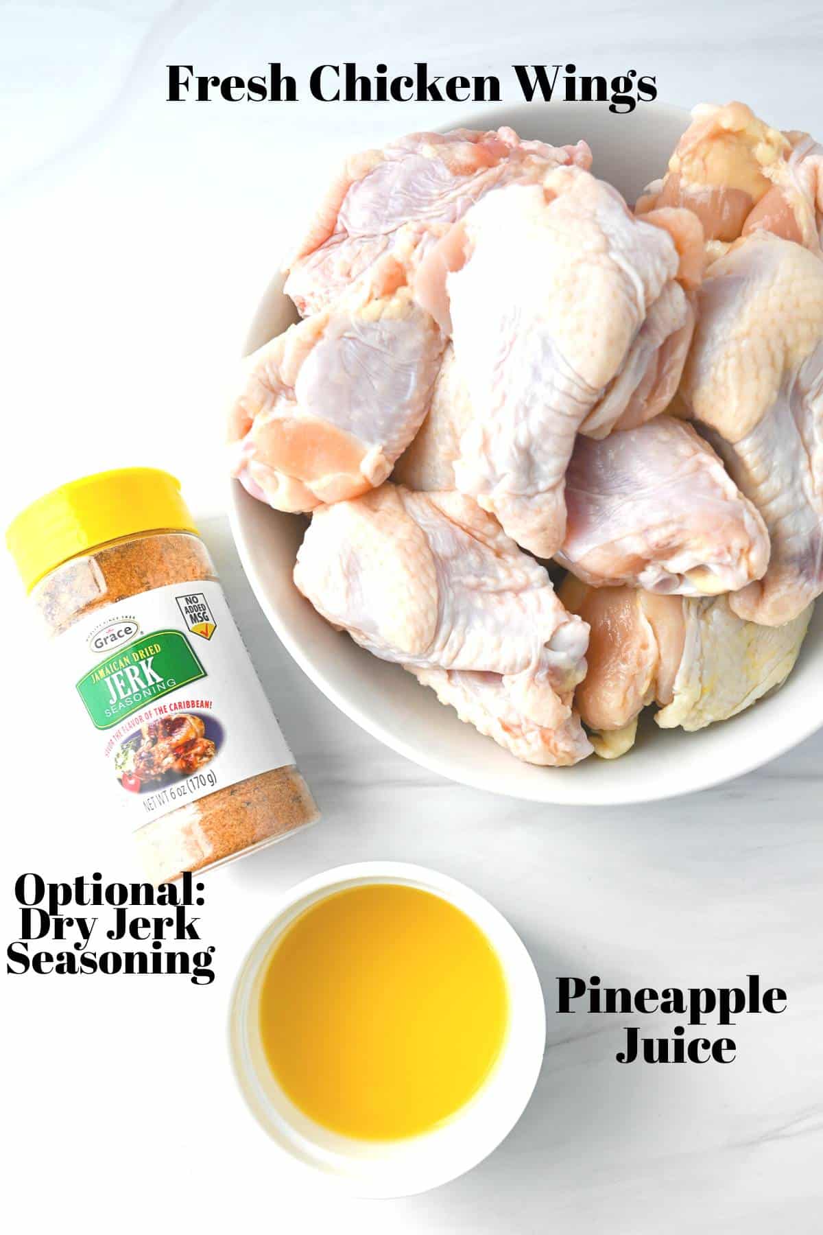 fresh chicken wings, pineapple juice and dry seasoning