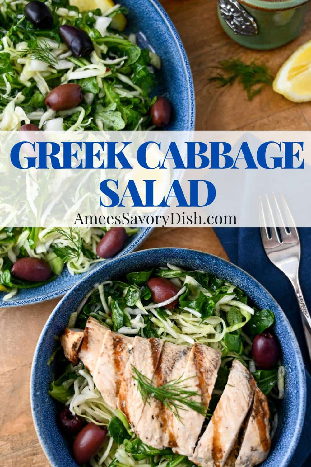 This light and fresh Greek cabbage salad can be served as a simple side dish or top it with grilled chicken for a high-protein, low-carb meal.  via @Ameessavorydish