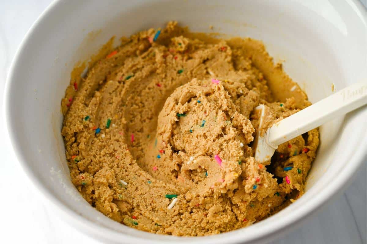 protein bomb batter mixed in a bowl