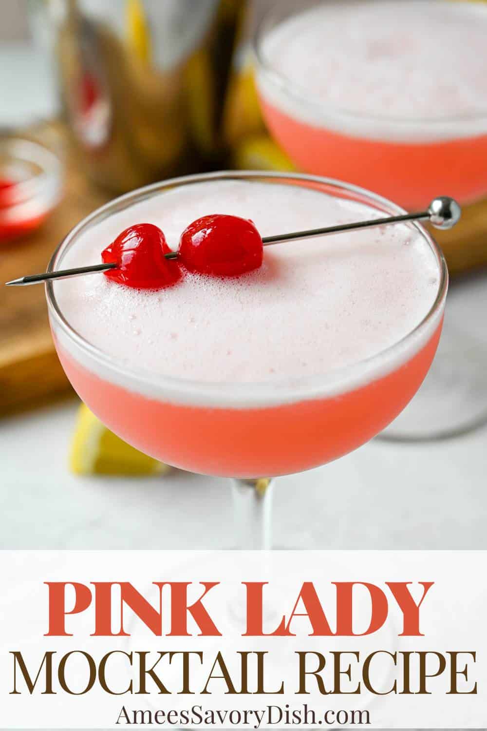 Master the art of mocktails with this booze-free Pink Lady recipe! It's the perfect fizzy and flavorful pink drink for your next party! via @Ameessavorydish