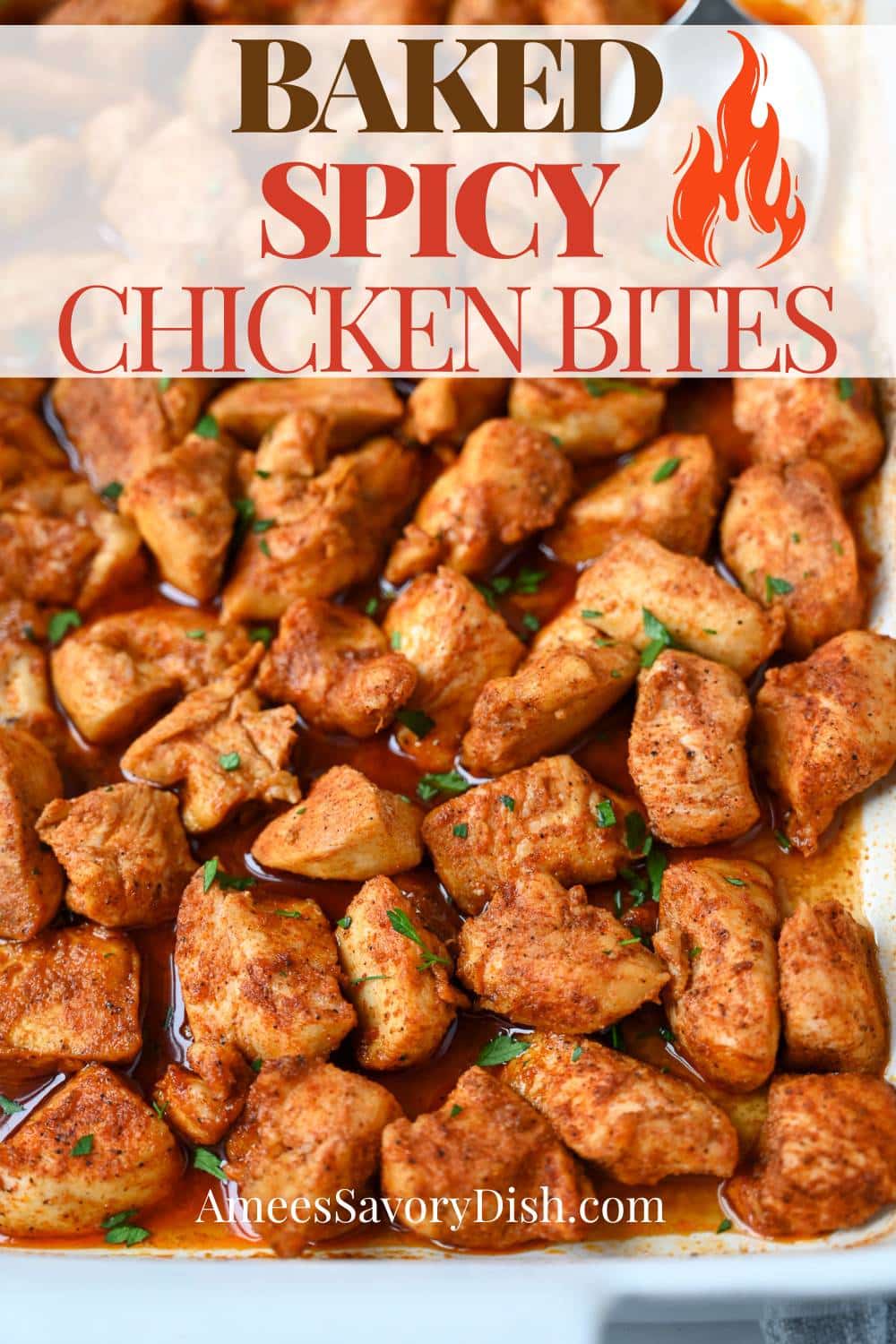 Tender and juicy bite-size chicken bites tossed in a flavorful spice mixture with a bit of heat. via @Ameessavorydish
