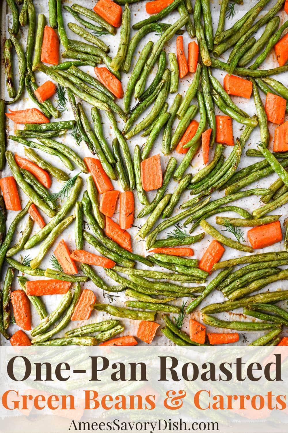 This Roasted Green Beans and Carrots recipe is a hassle-free, 30-minute side dish featuring the perfect blend of crisp-tender vegetables, olive oil, and simple herbs and spices. via @Ameessavorydish