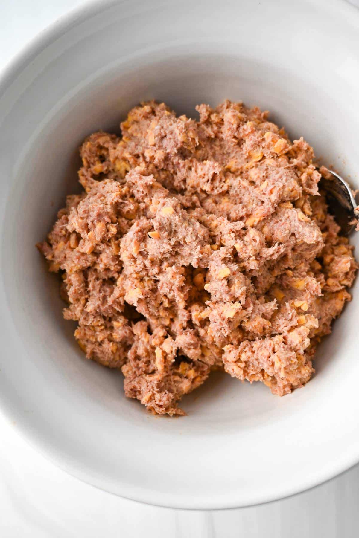 sausage ball batter mixed in a bowl