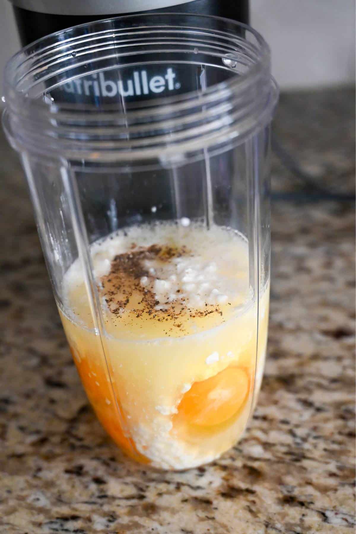 eggs and cottage cheese in a blender 