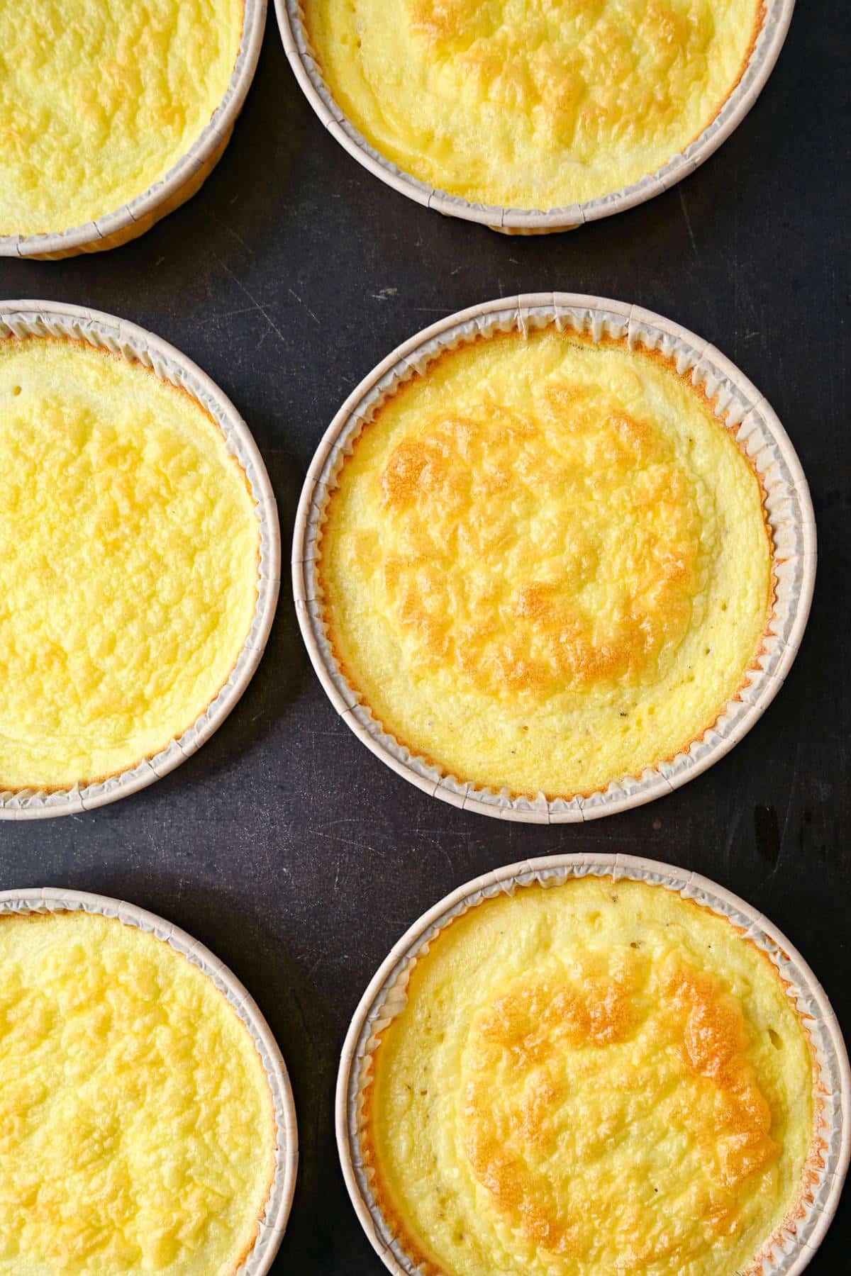 egg patties baked in parchment tart molds 