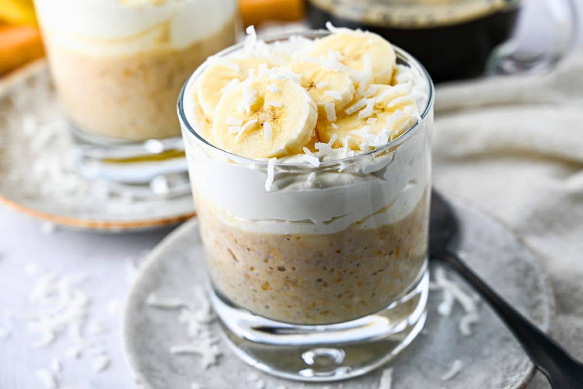 Banana Pudding Overnight Oats {GlutenFree High Protein} Amee's