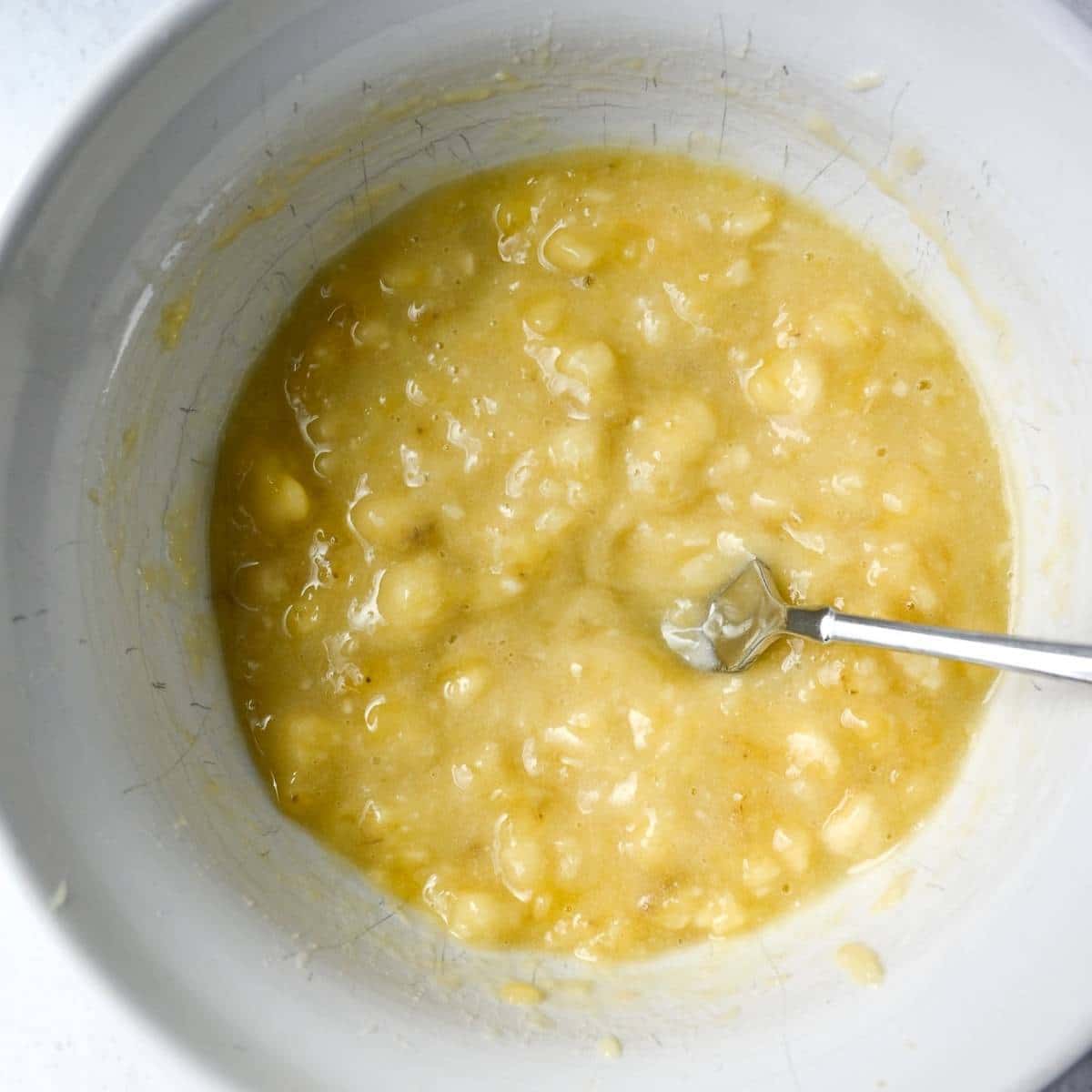 mashed bananas in a bowl