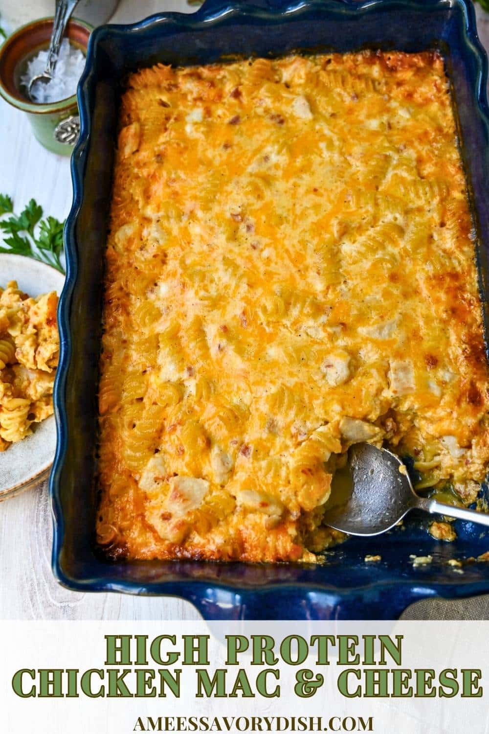 This high protein chicken mac and cheese is a winner dinner, with 40 grams of protein per serving, it’s comforting, filling, and meal-prep ready!  via @Ameessavorydish
