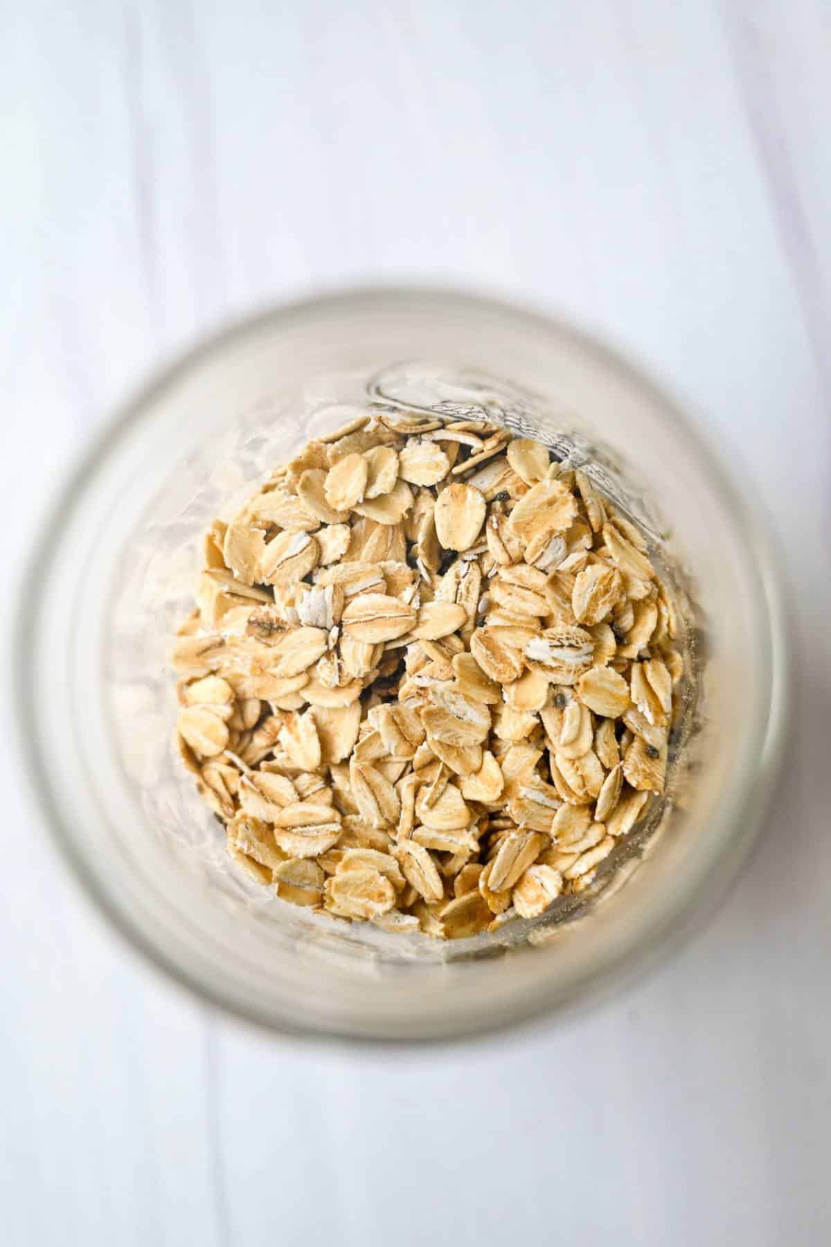 oats and chia seeds in a mason jar
