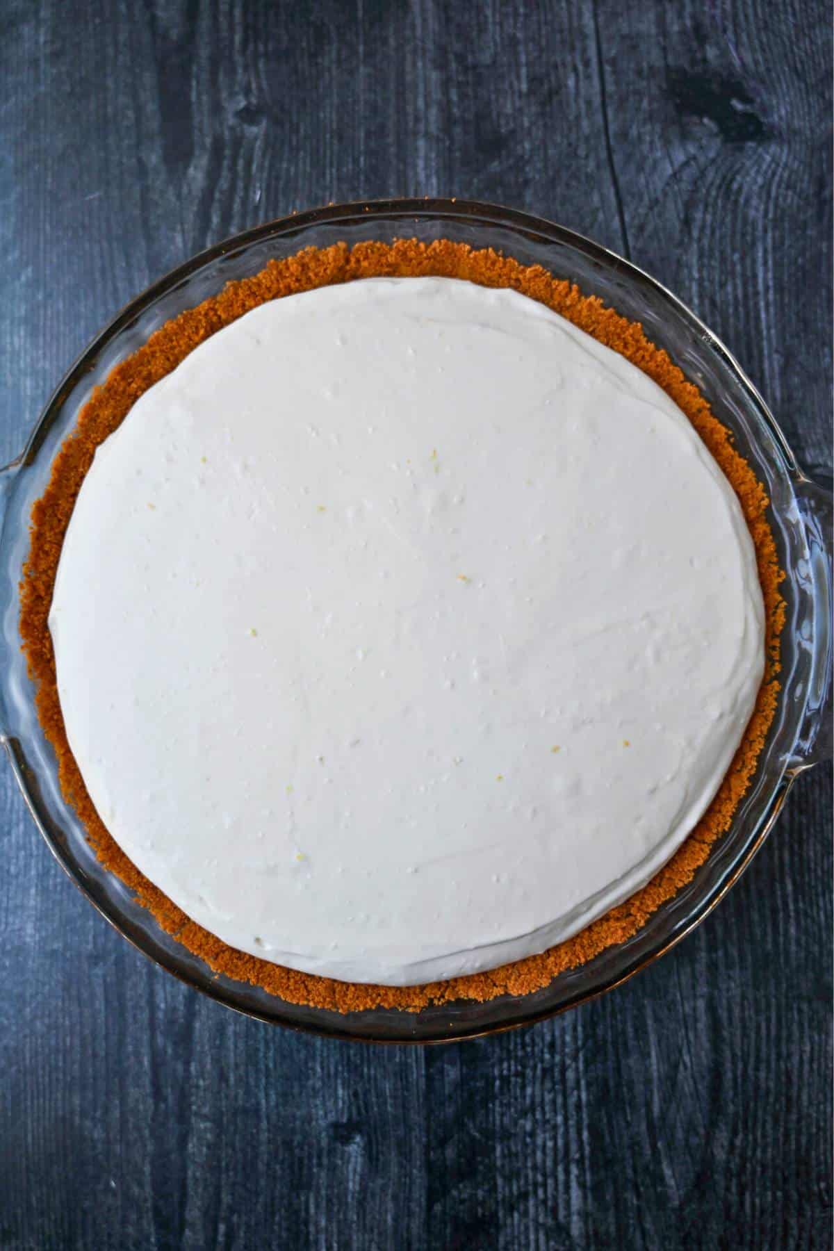 no bake cheesecake assembled and ready to chill