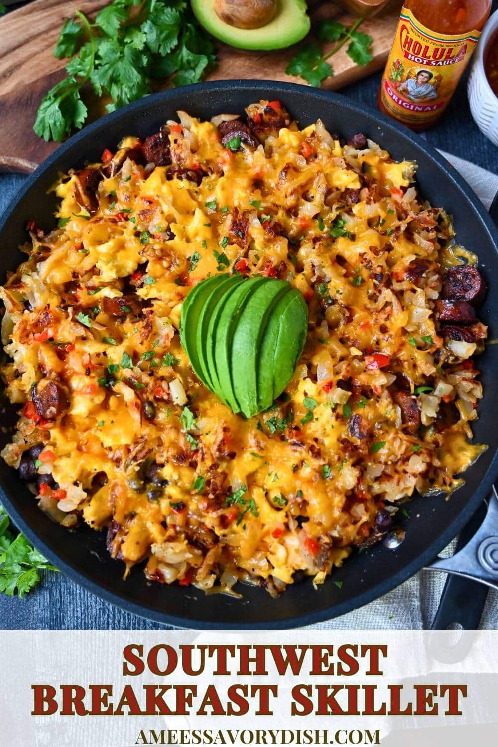 This Southwest Breakfast Skillet is packed with 30 grams of protein and less than 500 calories per serving, it’s the perfect way to fuel the day!  via @Ameessavorydish