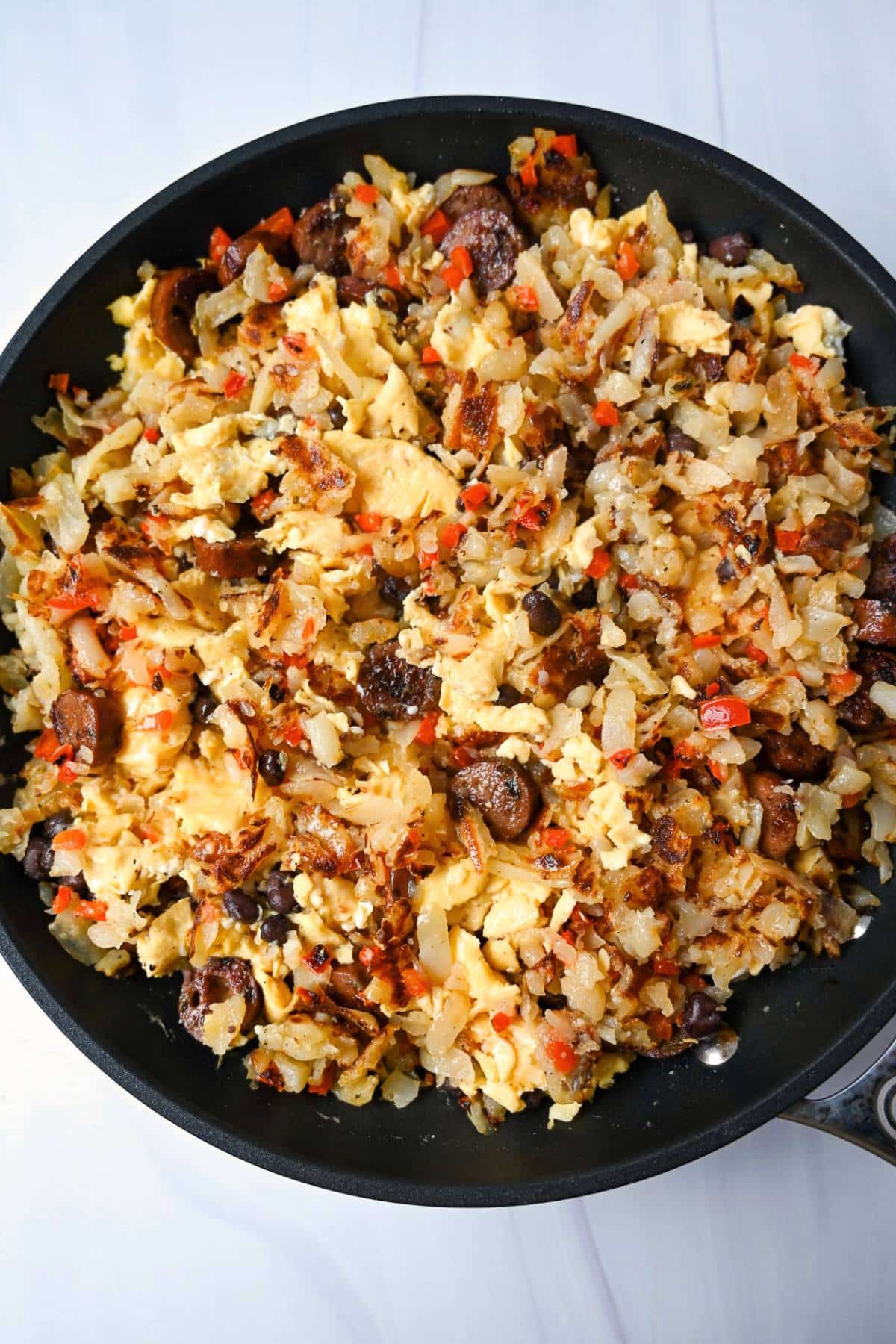 southwest skillet cooked and ready to top with cheese