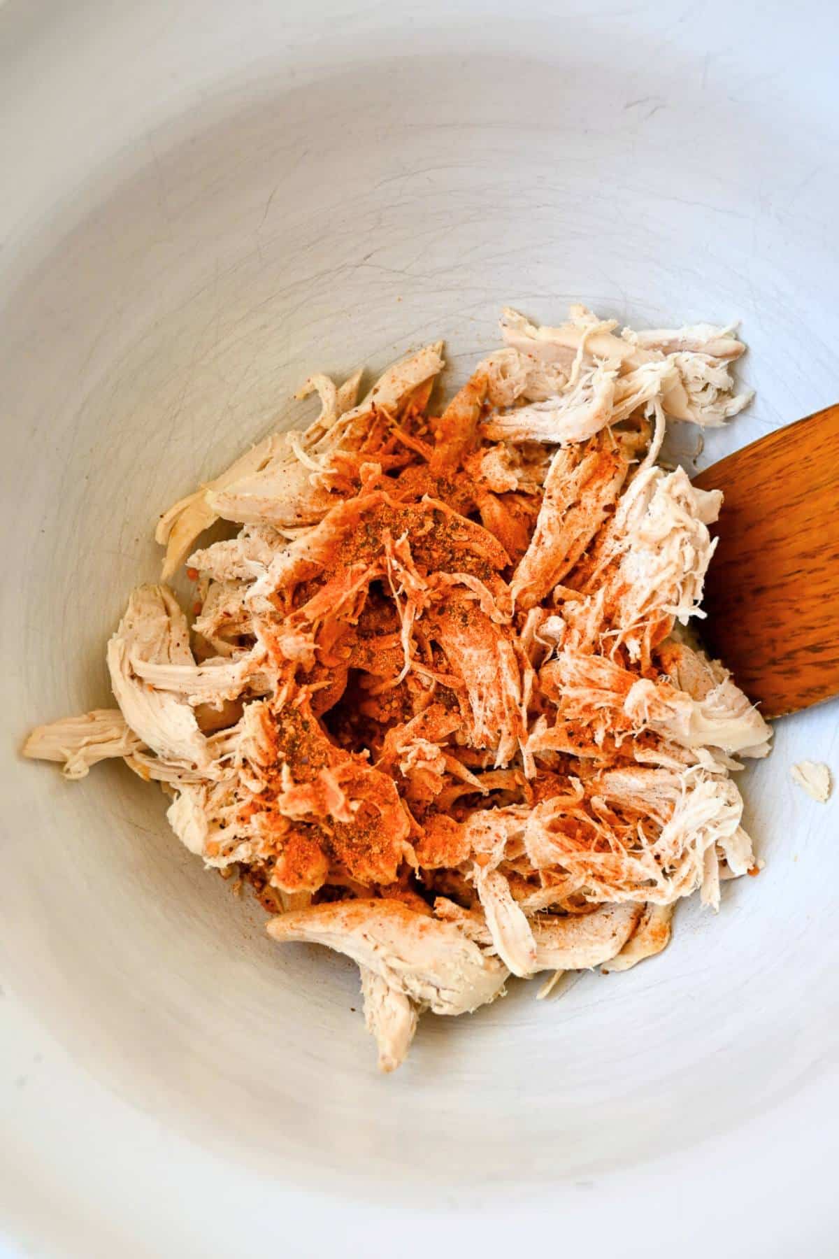 shredded chicken tossed with fajita seasoning