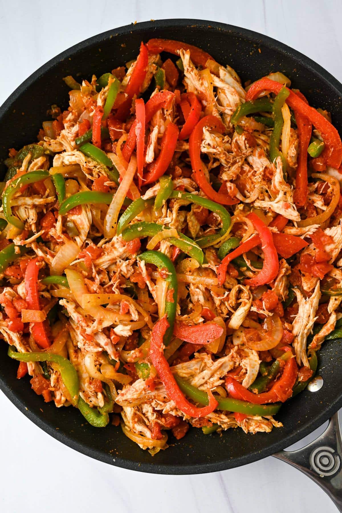 chicken fajitas in a skillet