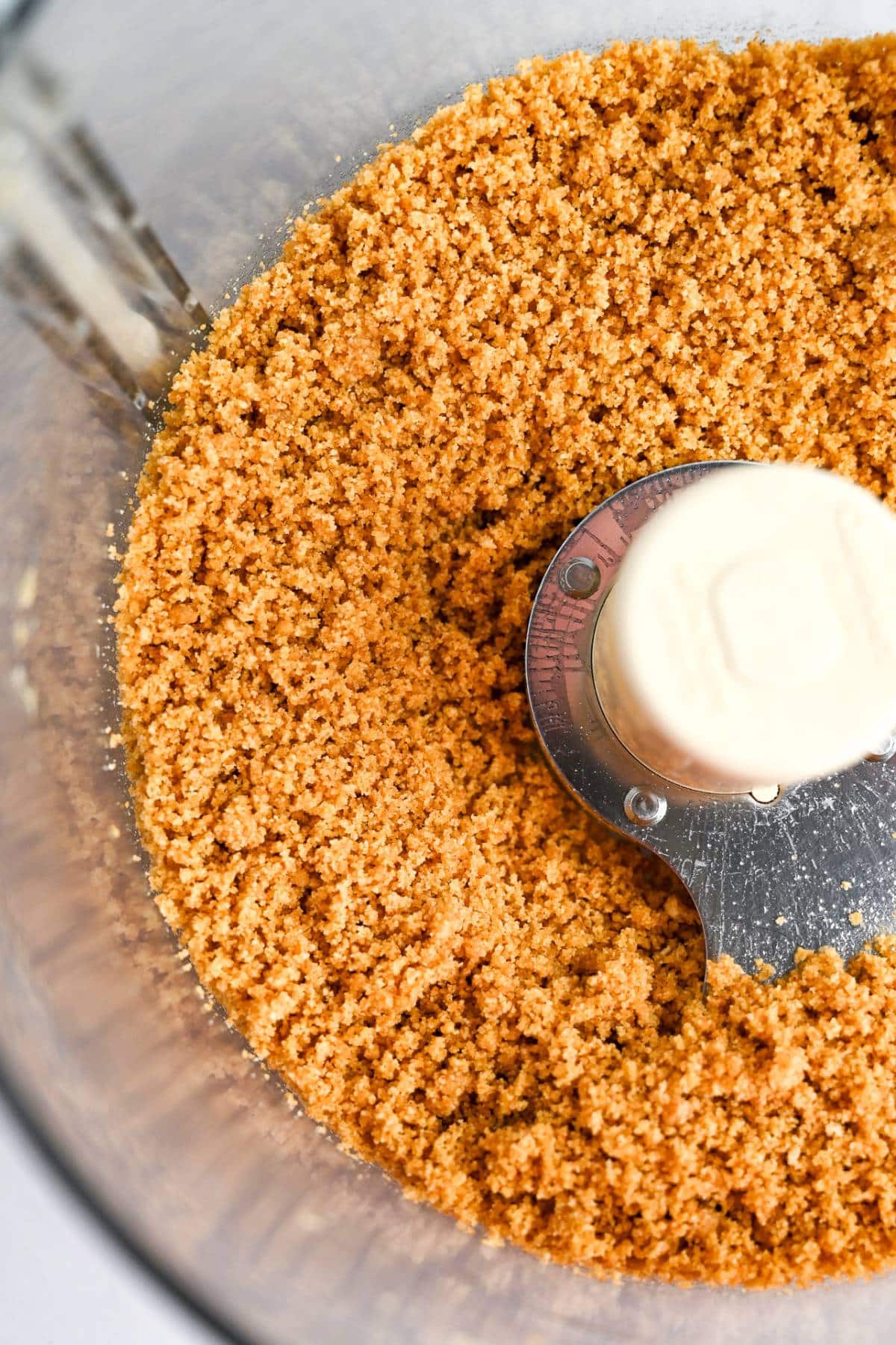 blended graham cracker crust in a food processor