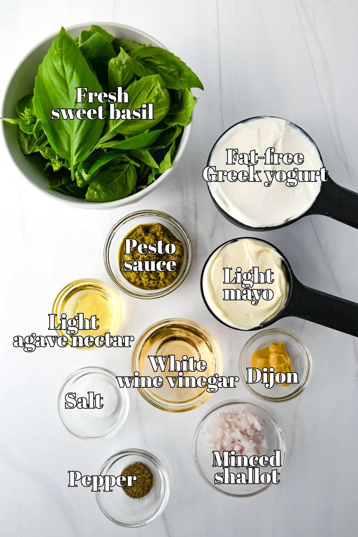 ingredients to make light green goddess from scratch on a counter